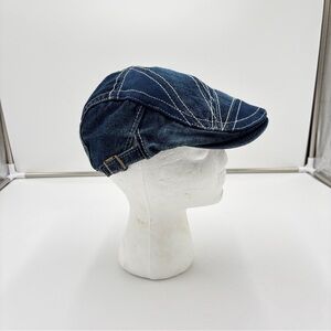 Vtg Y2K Classic Newsboy Ivy Gatsby Cap Denim Hat Golf Summer Cabbie Streetwear